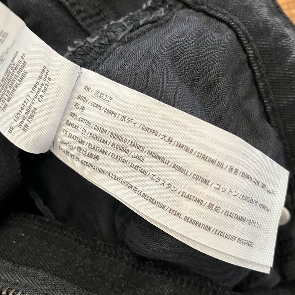 Abercrombie & Fitch Ankle Straight Jeans 27 4 Ultra High Rise Black Distressed - Picture 9 of 14